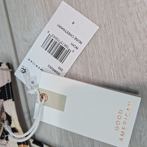 NWT Good American Women Rose Waist Cheeky Cheetah Swim Bikini Bottom sz 4/XL - Picture 4 of 10